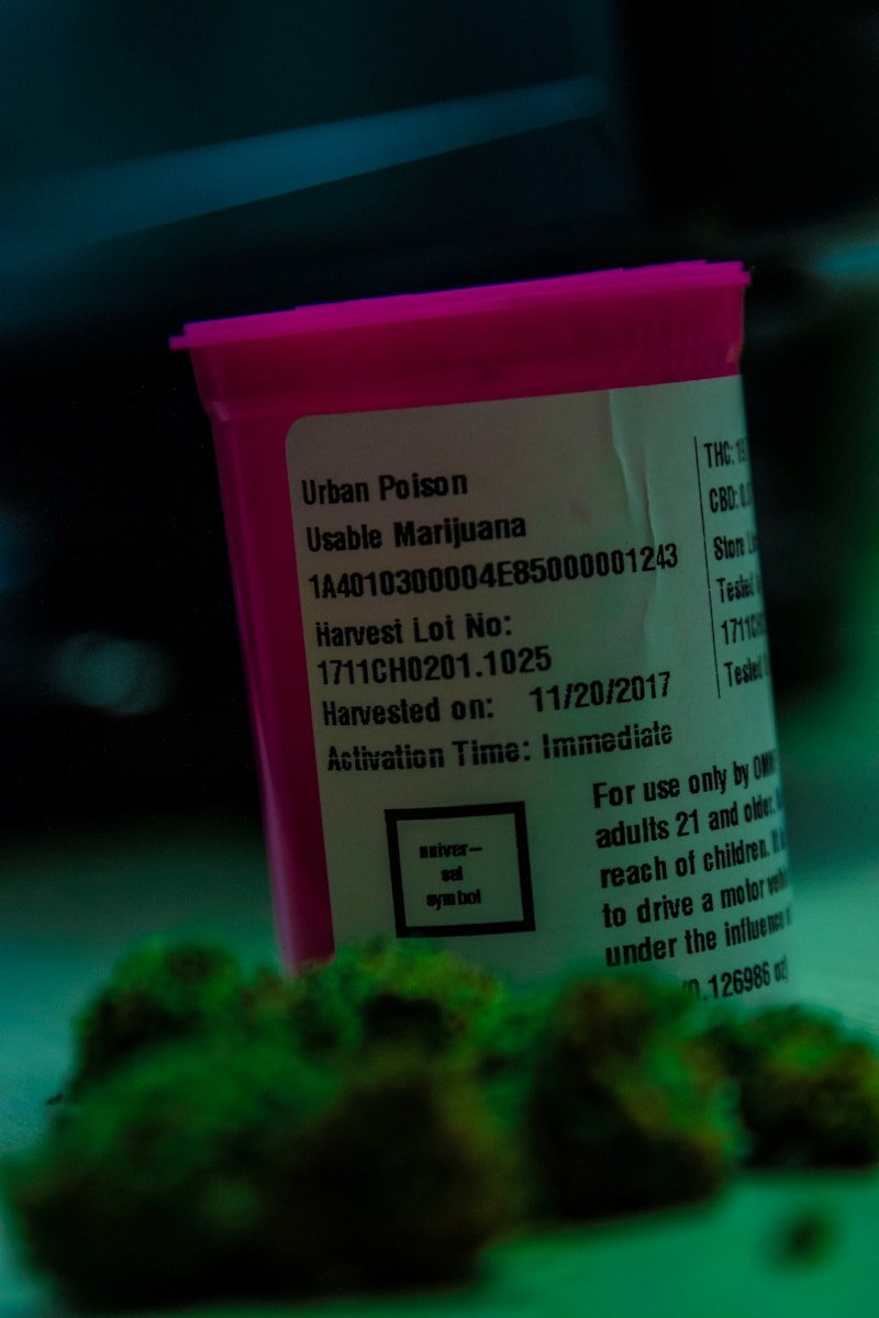 Prescription medication bottle with pills