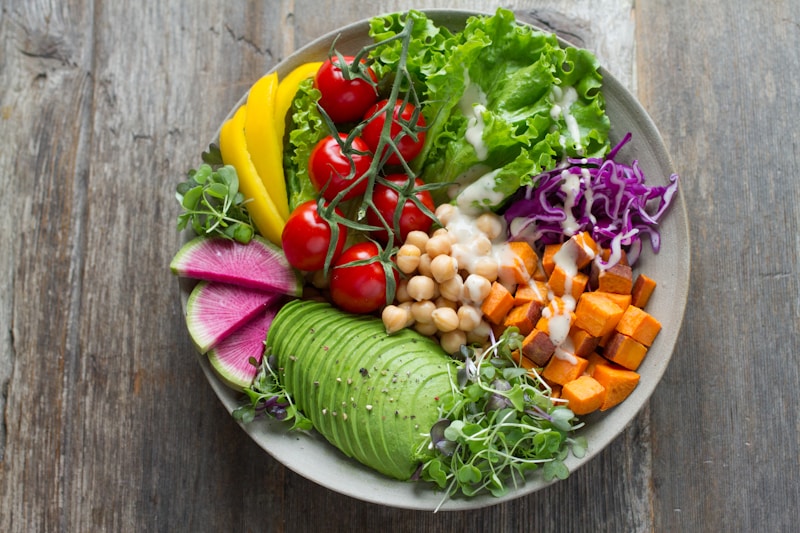 Mixed fresh vegetables rich in fiber